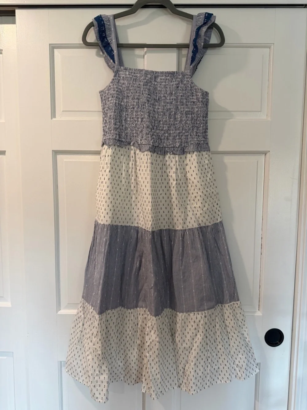 NWT J. Crew F Midi Smocked Clip-Dot Tiered Dress - Size Small - Picture 3 of 10